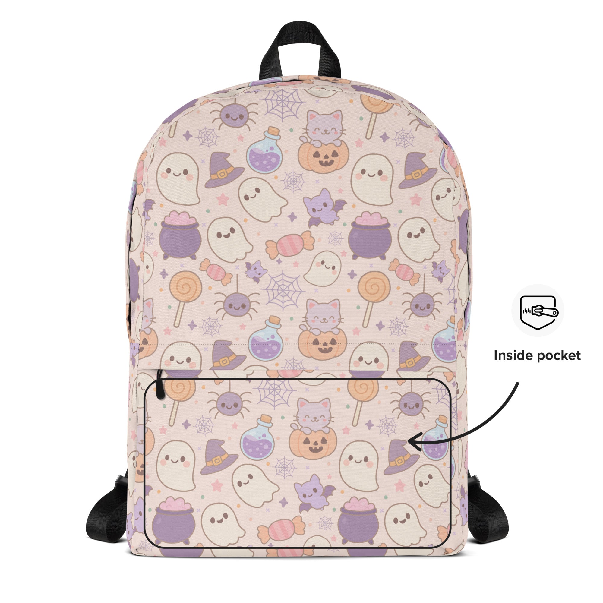 Girls Pastel Halloween Backpack - Water-Resistant School Bag With Adjustable Padded Straps & Breathable Mesh Back
