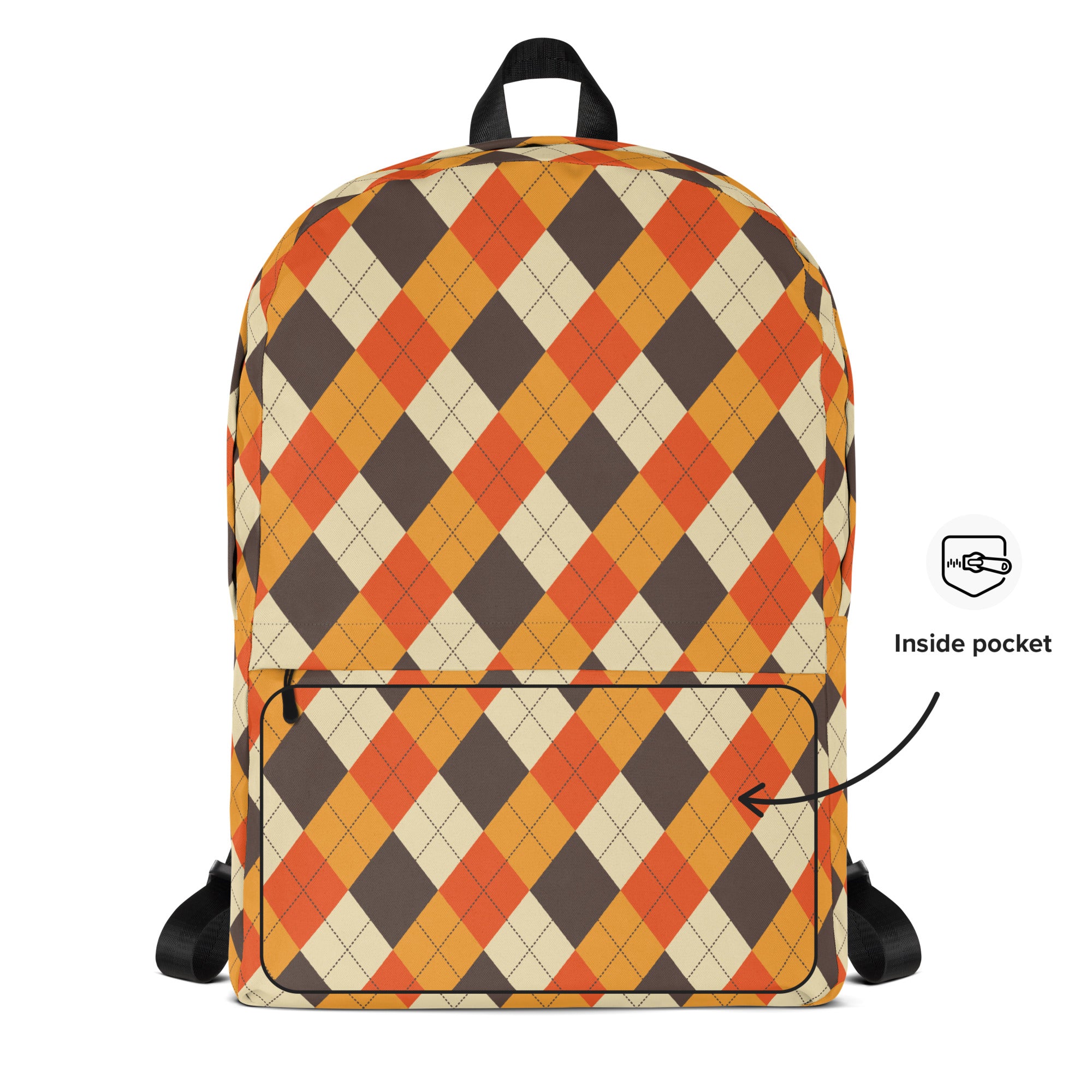 Kids Autumn Argyle Backpack - Water-Resistant School Bag With Adjustable Padded Straps & Breathable Mesh Back