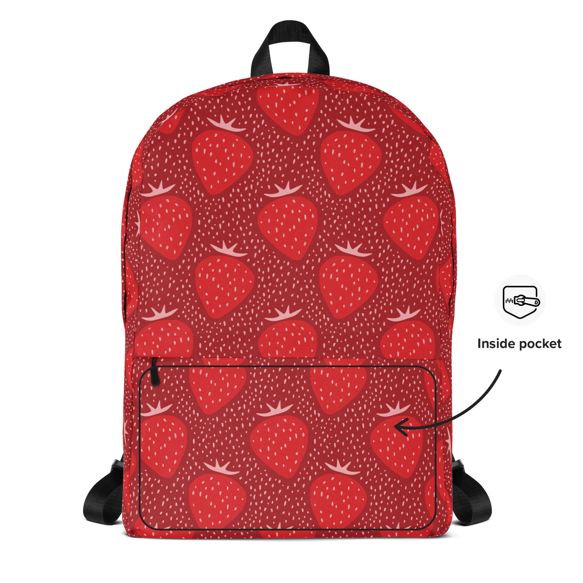 Kids Red Strawberry Backpack - Water-Resistant School Bag With Adjustable Padded Straps & Breathable Mesh Back