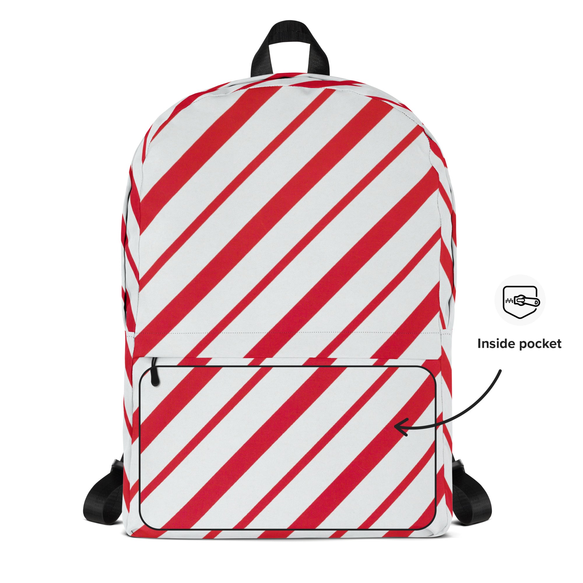 Kids Candy Cane Stripe Backpack - Water-Resistant School Bag With Adjustable Padded Straps & Breathable Mesh Back