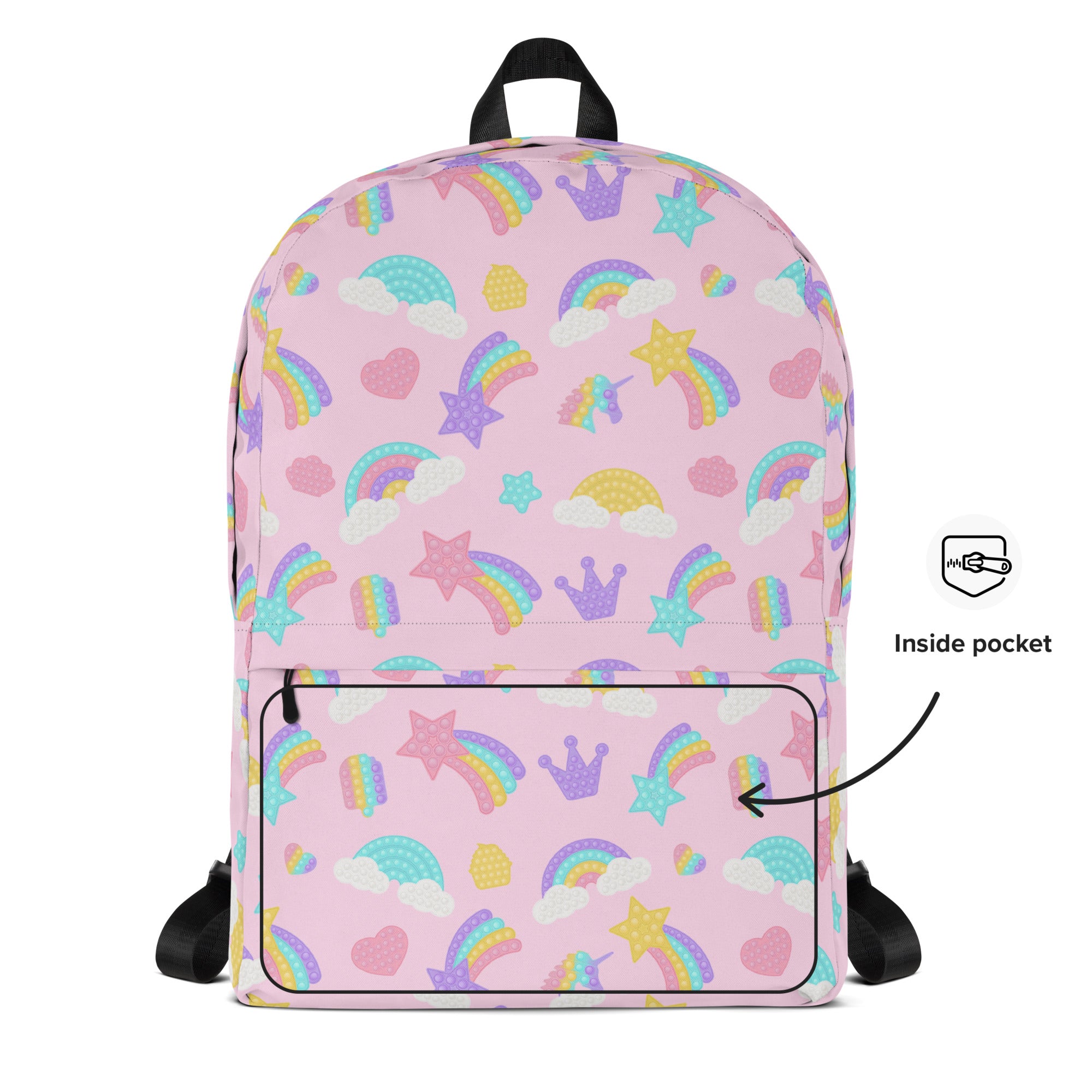 Girls Pop Fidget Backpack - Water-Resistant School Bag With Adjustable Padded Straps & Breathable Mesh Back