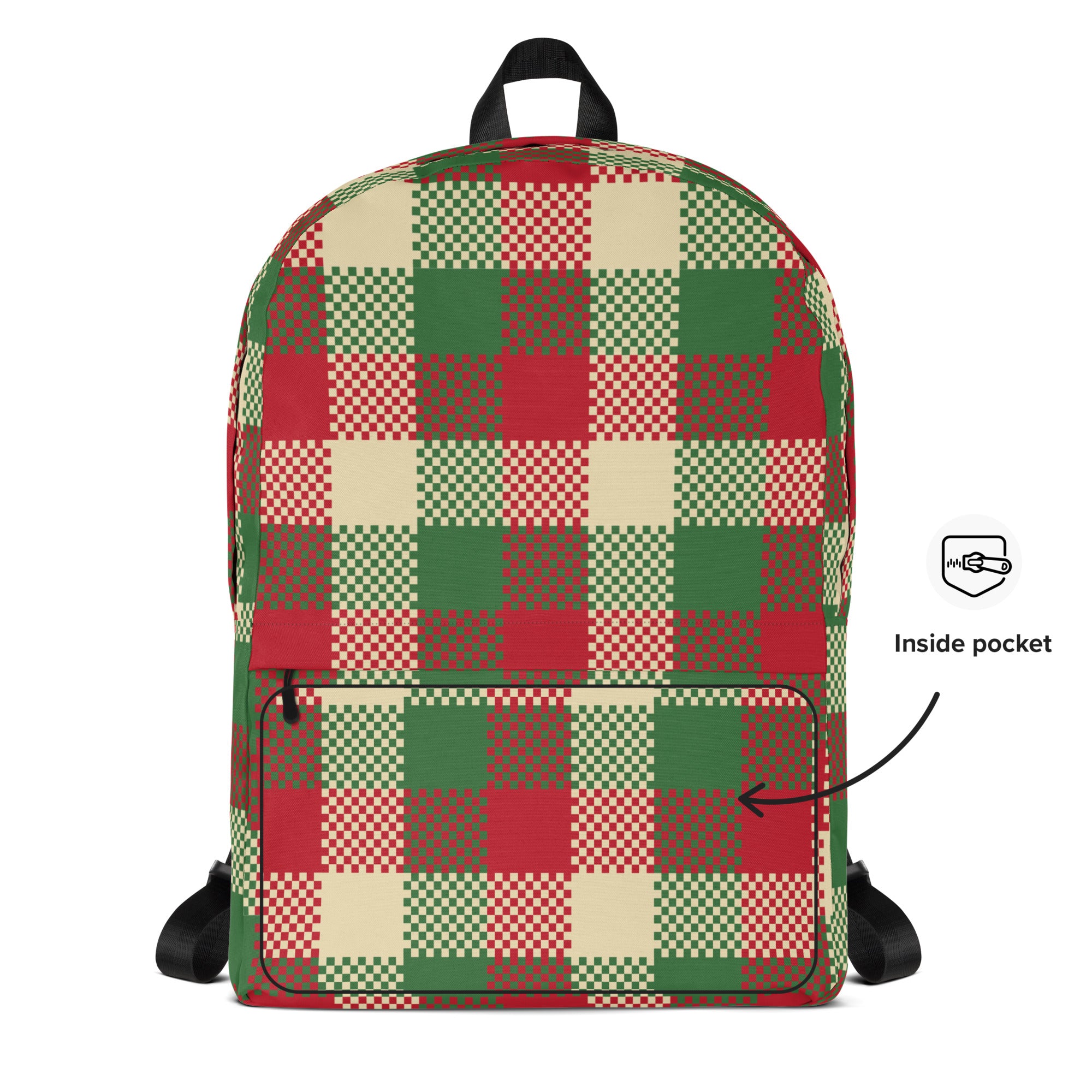 Kids Christmas Plaid Backpack - Water-Resistant School Bag With Adjustable Padded Straps & Breathable Mesh Back