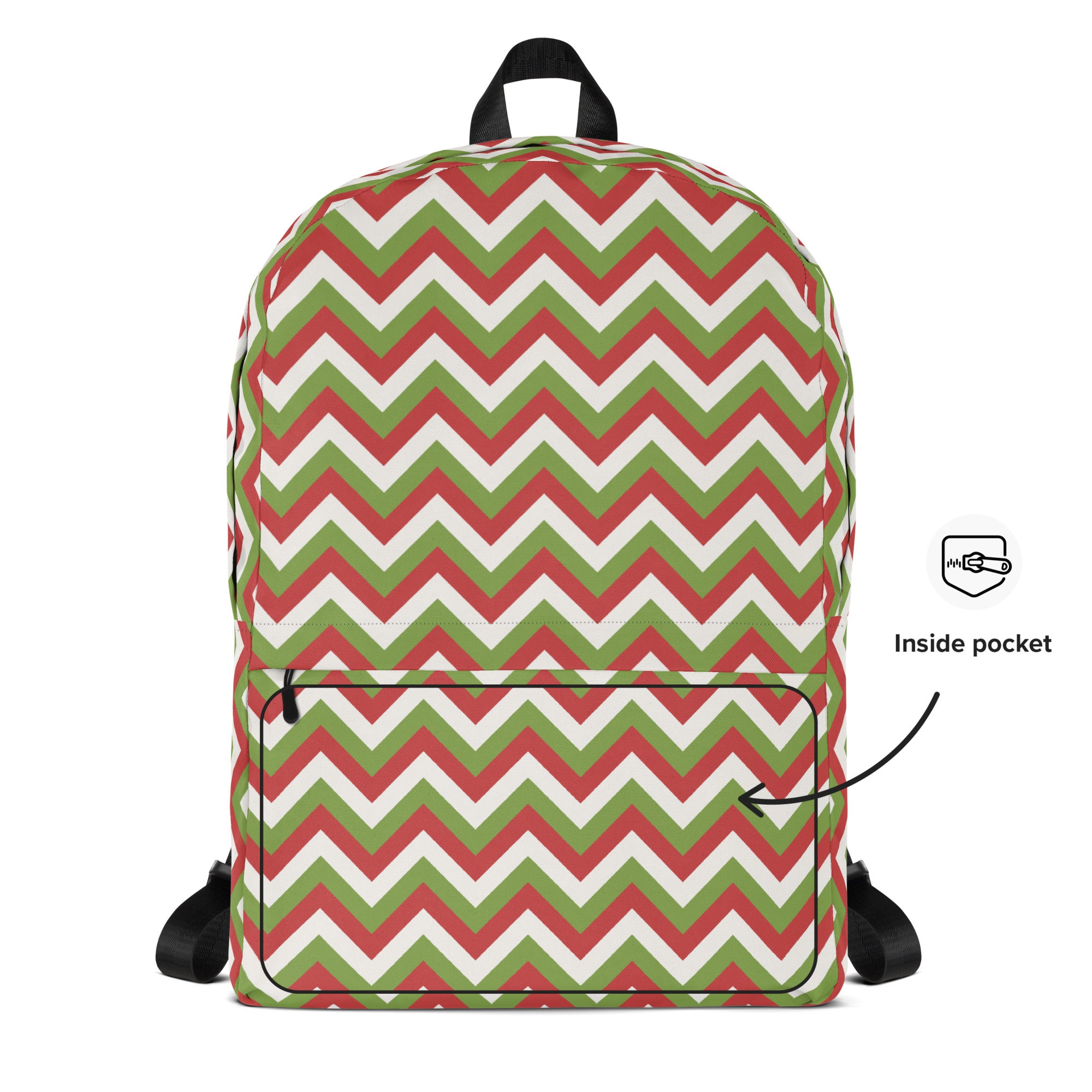 Kids Christmas Chevron Backpack - Water-Resistant School Bag With Adjustable Padded Straps & Breathable Mesh Back