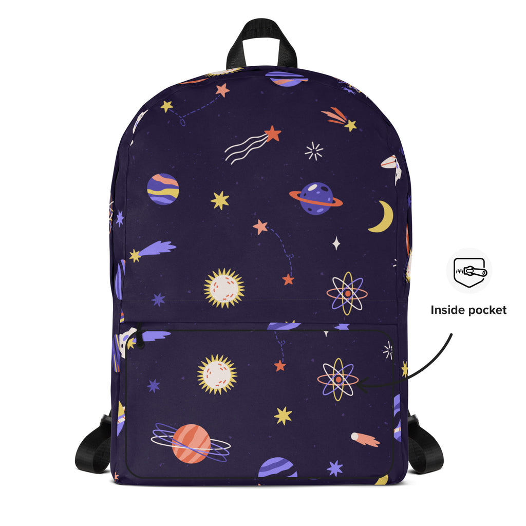 Girls Purple Galaxy Space Backpack - Water-Resistant School Bag With Adjustable Padded Straps & Breathable Mesh Back