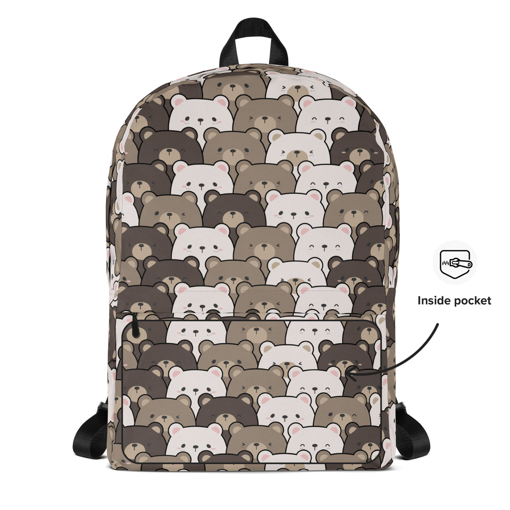 Kids Bear Face Backpack - Water-Resistant School Bag With Adjustable Padded Straps & Breathable Mesh Back