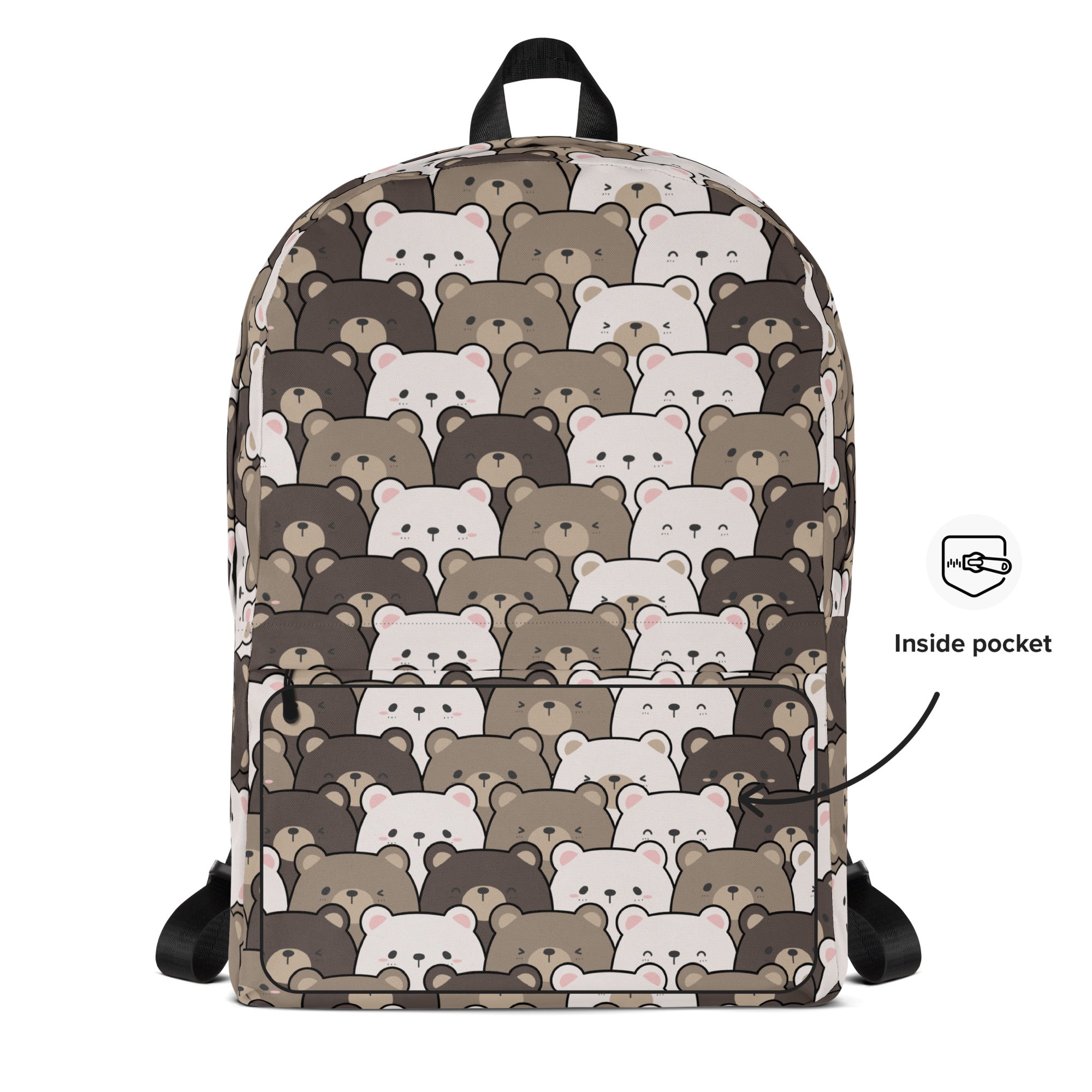 Kids Bear Face Backpack - Water-Resistant School Bag With Adjustable Padded Straps & Breathable Mesh Back