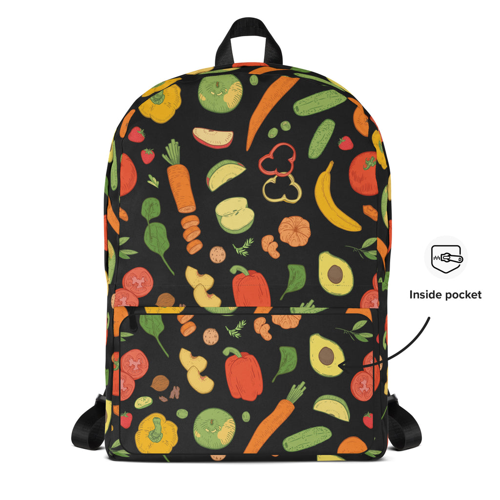 Kids Veggies & Fruit Backpack - Water-Resistant School Bag With Adjustable Padded Straps & Breathable Mesh Back