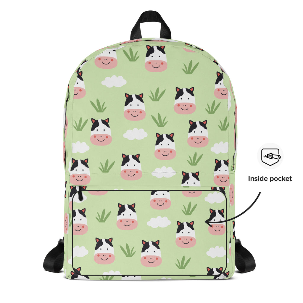Kids Cow Backpack - Water-Resistant School Bag With Adjustable Padded Straps & Breathable Mesh Back