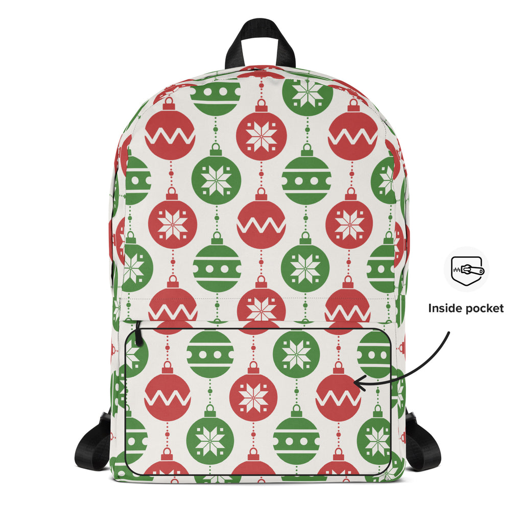 Kids Christmas Ornament Backpack - Water-Resistant School Bag With Adjustable Padded Straps & Breathable Mesh Back