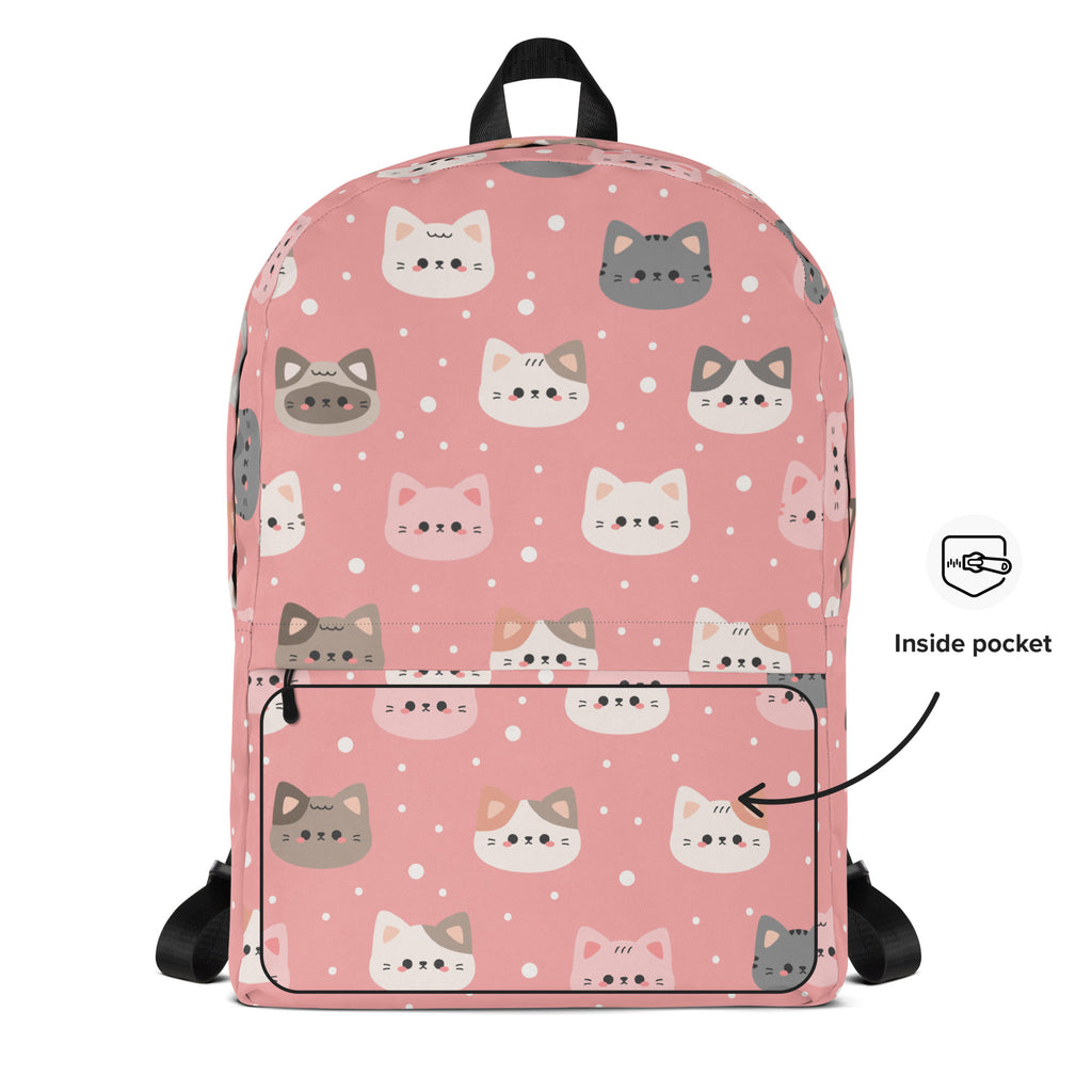 Girls Pink Cat Backpack - Water-Resistant School Bag With Adjustable Padded Straps & Breathable Mesh Back