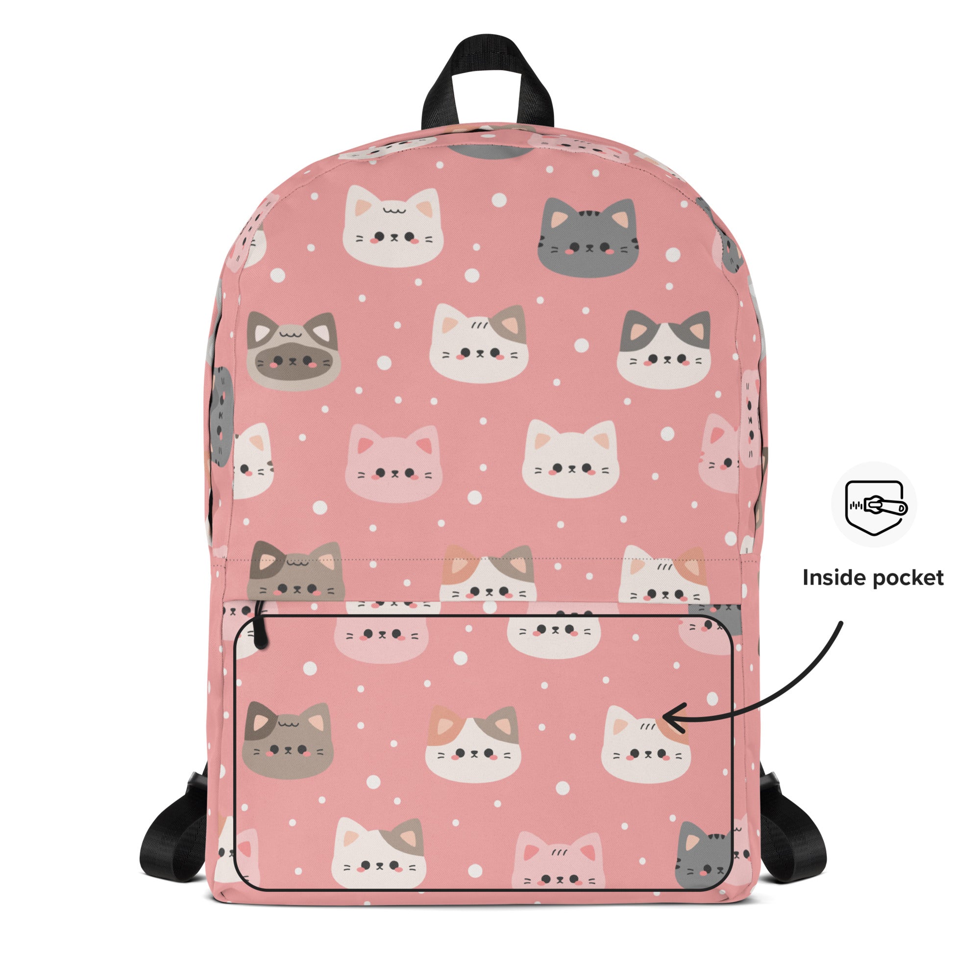 Girls Pink Cat Backpack - Water-Resistant School Bag With Adjustable Padded Straps & Breathable Mesh Back