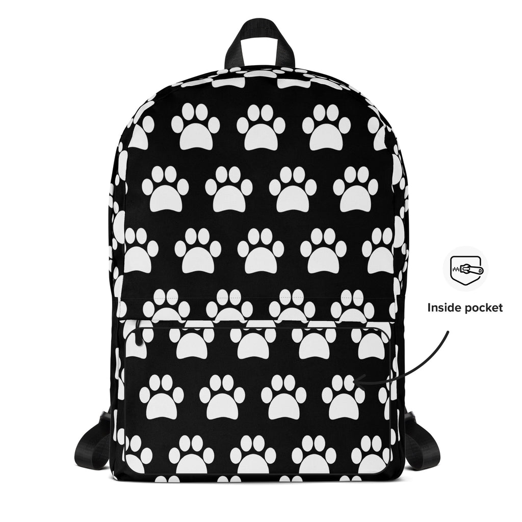 Kids Black Paw Print Backpack - Water-Resistant School Bag With Adjustable Padded Straps & Breathable Mesh Back