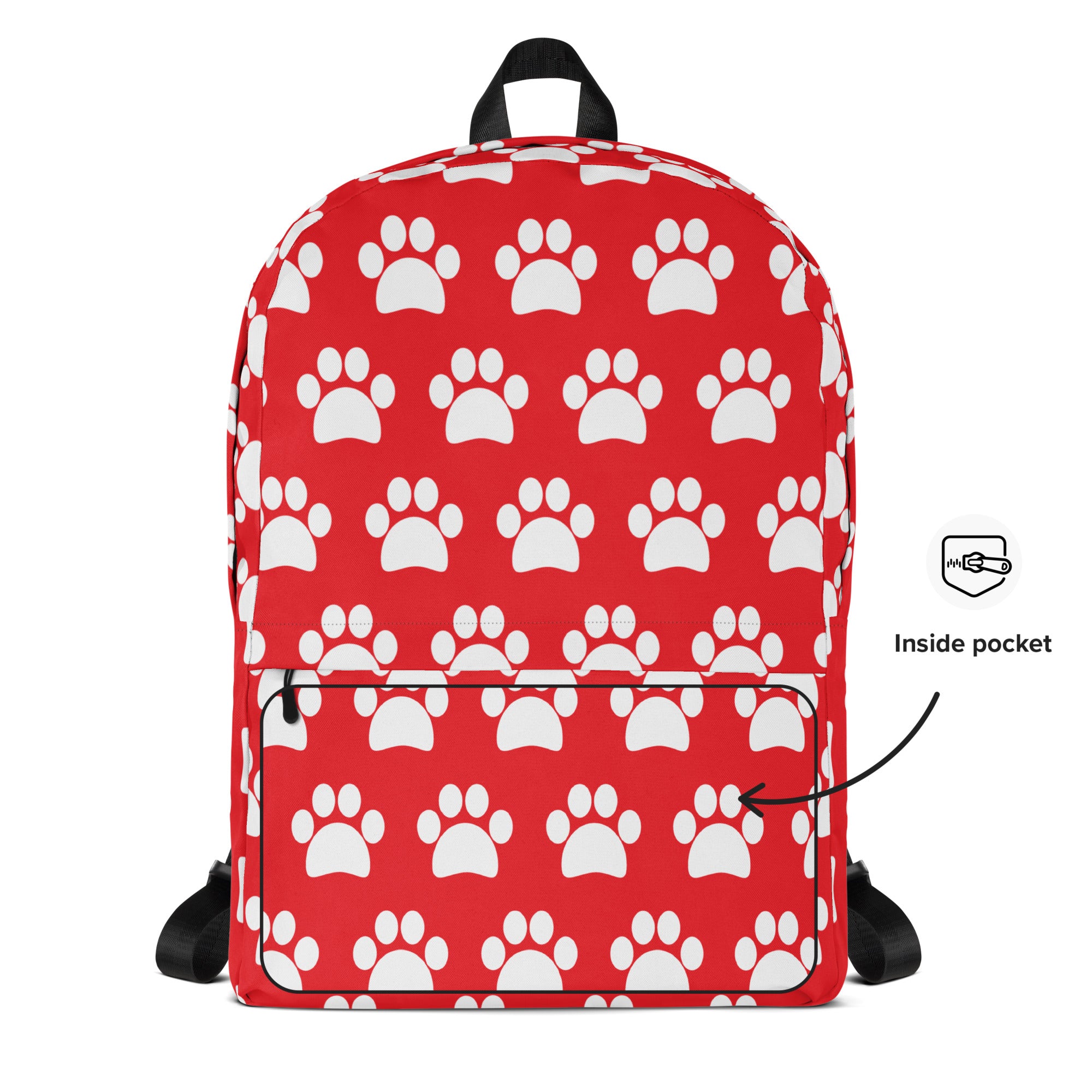 Kids Red Paw Print Backpack - Water-Resistant School Bag With Adjustable Padded Straps & Breathable Mesh Back