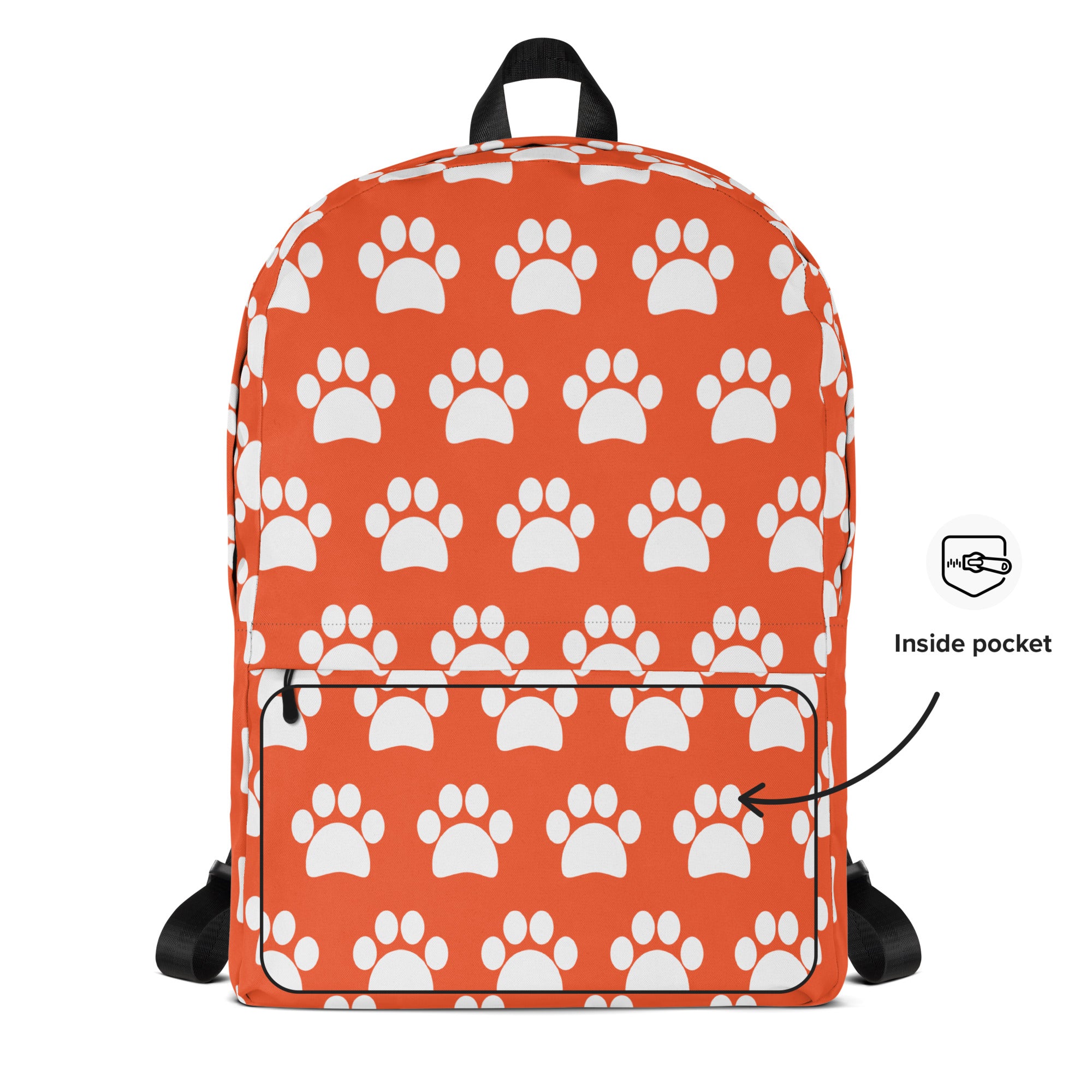 Kids Bright Orange Paw Print Backpack - Water-Resistant School Bag With Adjustable Padded Straps & Breathable Mesh Back