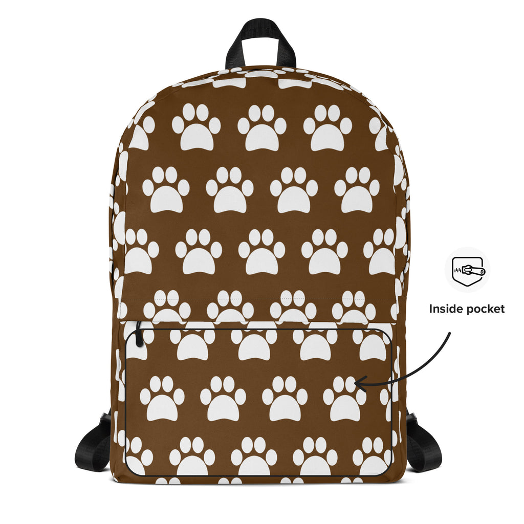 Kids Brown Paw Print Backpack - Water-Resistant School Bag With Adjustable Padded Straps & Breathable Mesh Back