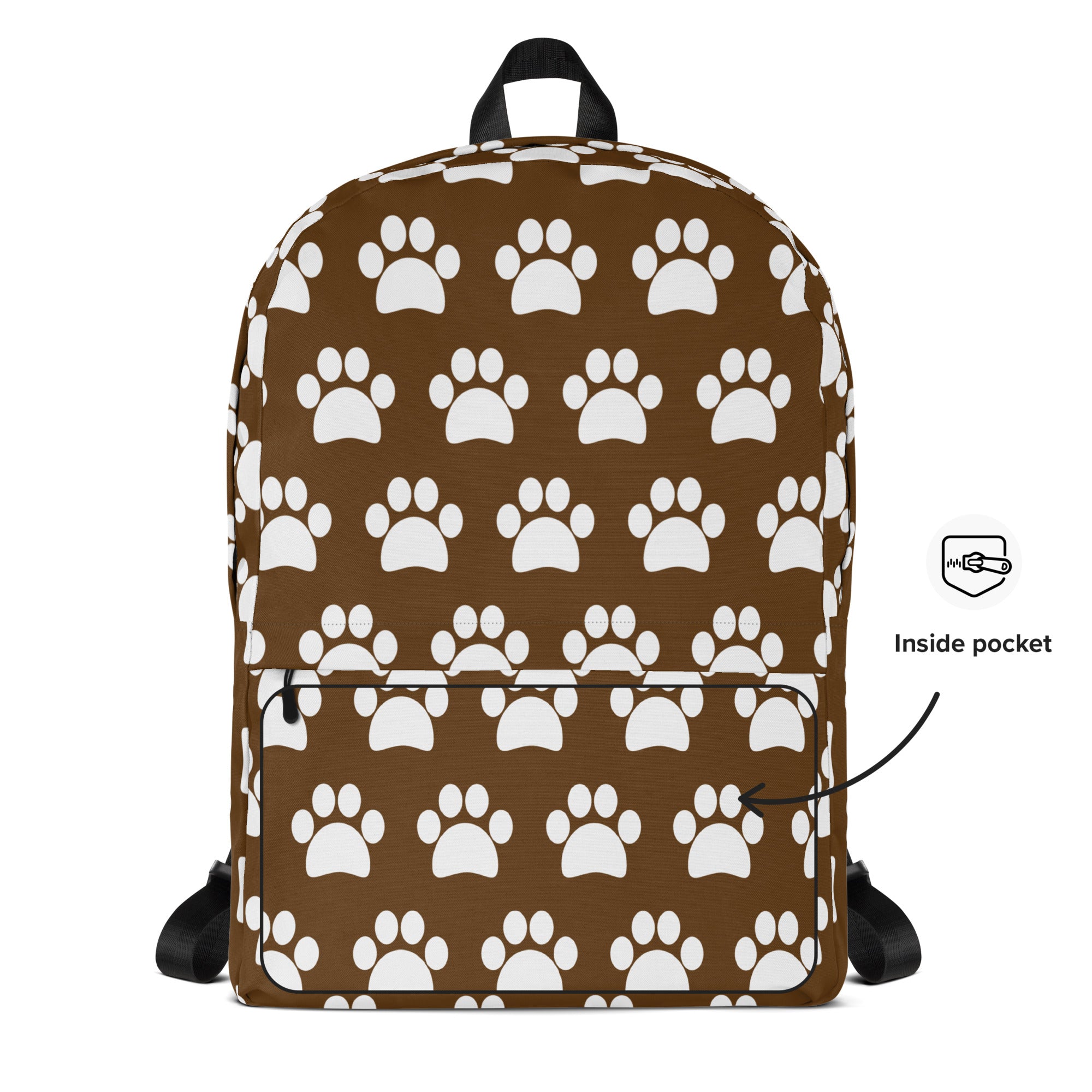 Kids Brown Paw Print Backpack - Water-Resistant School Bag With Adjustable Padded Straps & Breathable Mesh Back