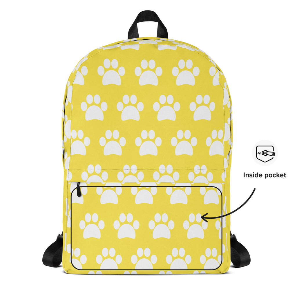 Kids Yellow Paw Print Backpack - Water-Resistant School Bag With Adjustable Padded Straps & Breathable Mesh Back