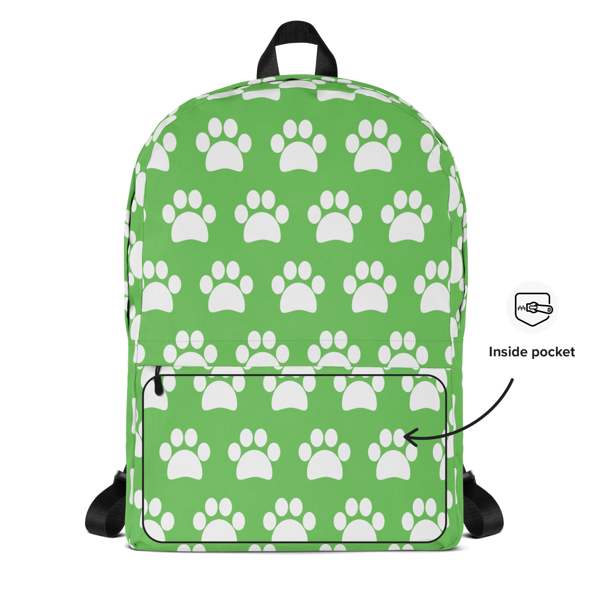 Kids Green Paw Print Backpack - Water-Resistant School Bag With Adjustable Padded Straps & Breathable Mesh Back