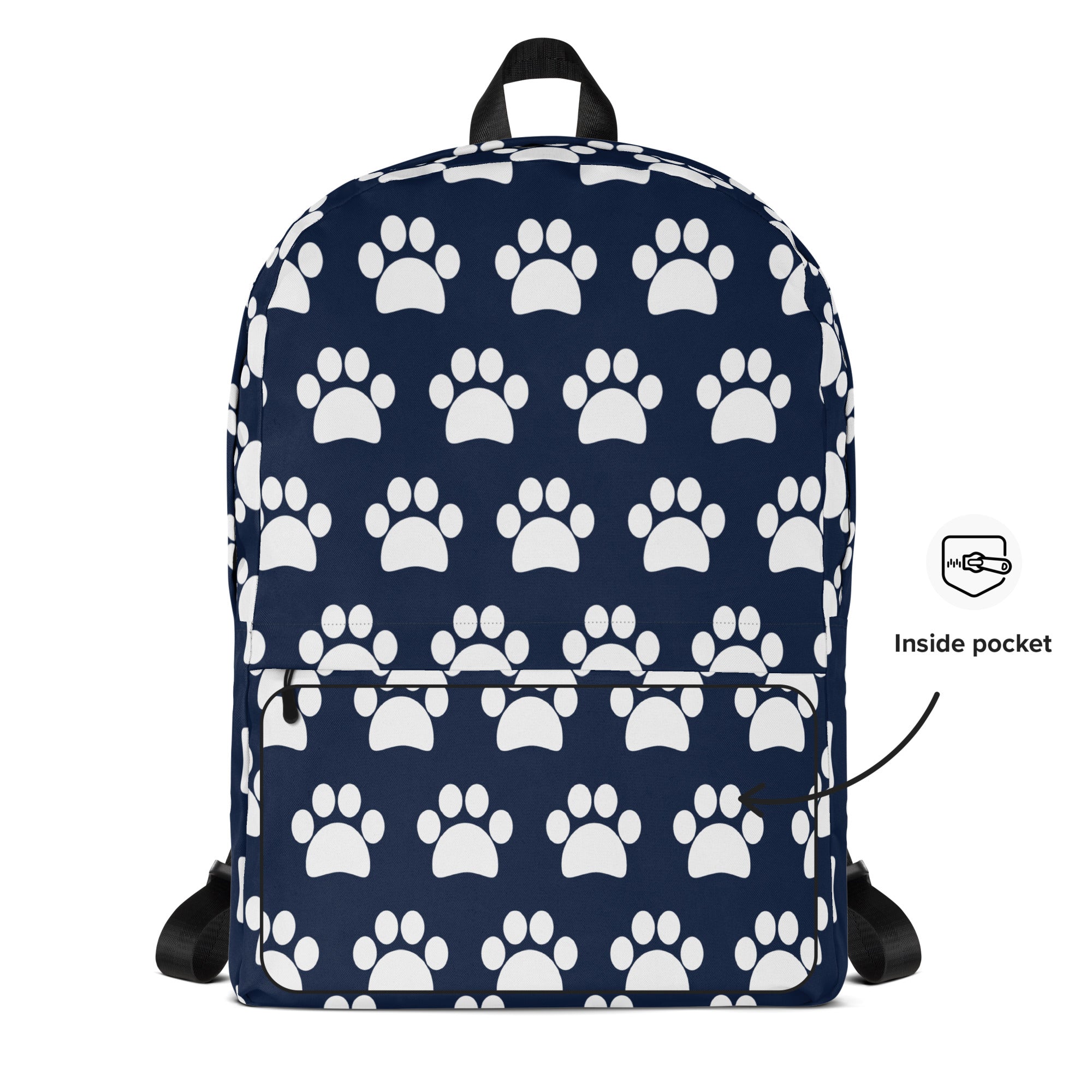 Kids Navy Paw Print Backpack - Water-Resistant School Bag With Adjustable Padded Straps & Breathable Mesh Back