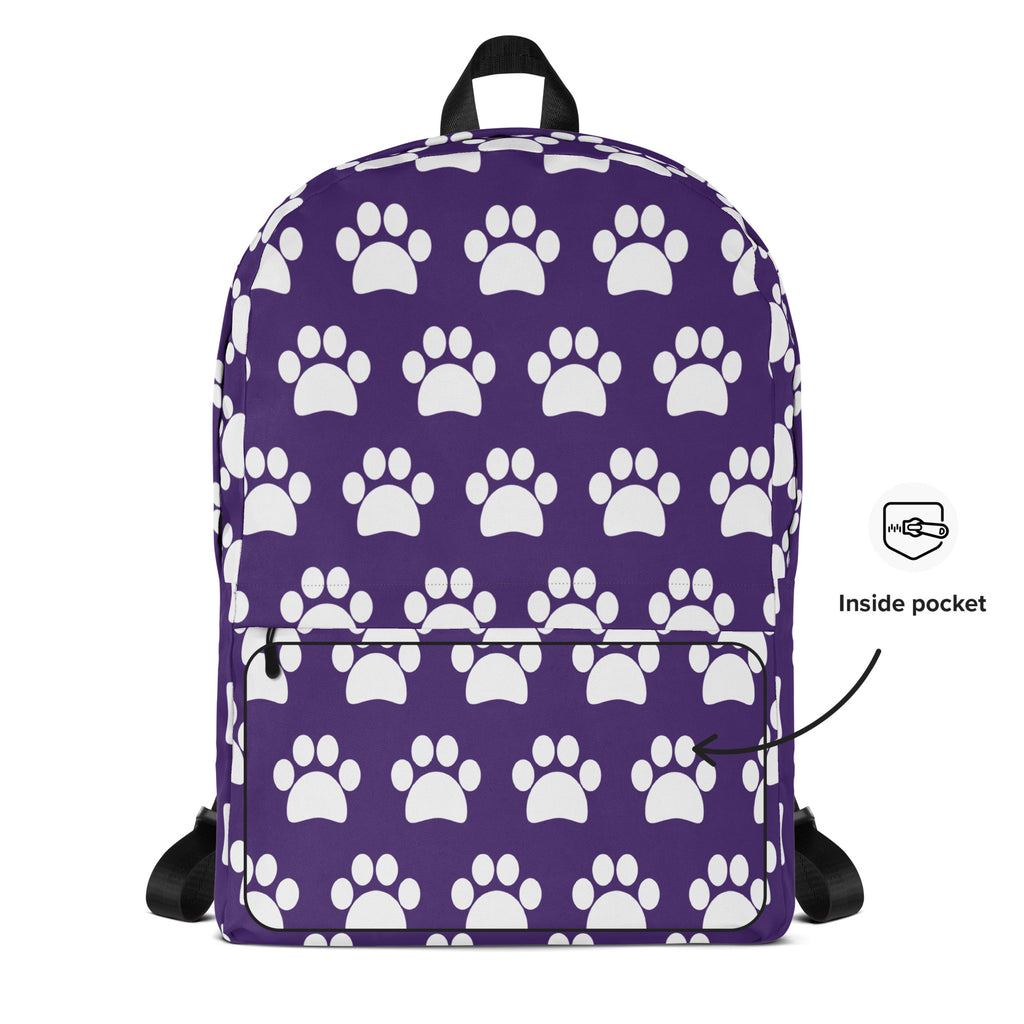 Girls Purple Print Backpack - Water-Resistant School Bag With Adjustable Padded Straps & Breathable Mesh Back