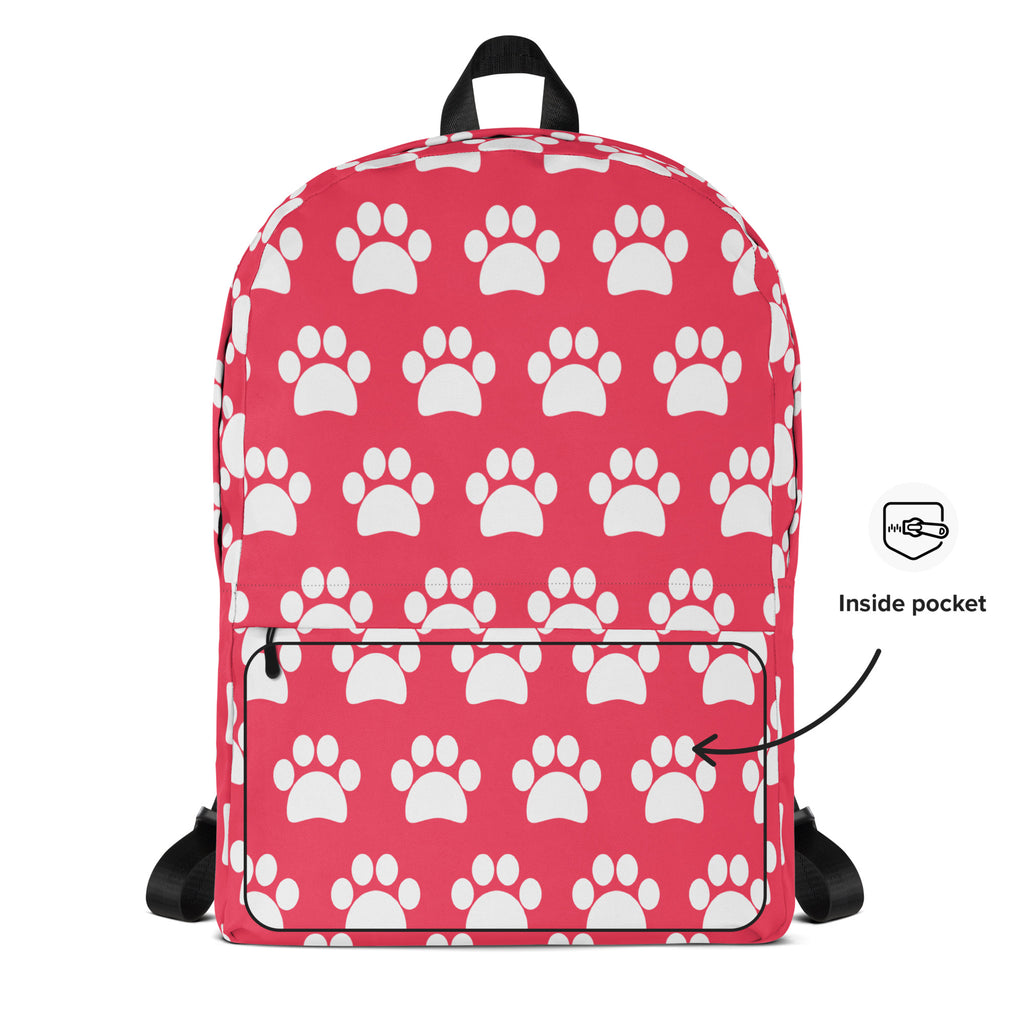 Girls Bright Pink Paw Print Backpack - Water-Resistant School Bag With Adjustable Padded Straps & Breathable Mesh Back