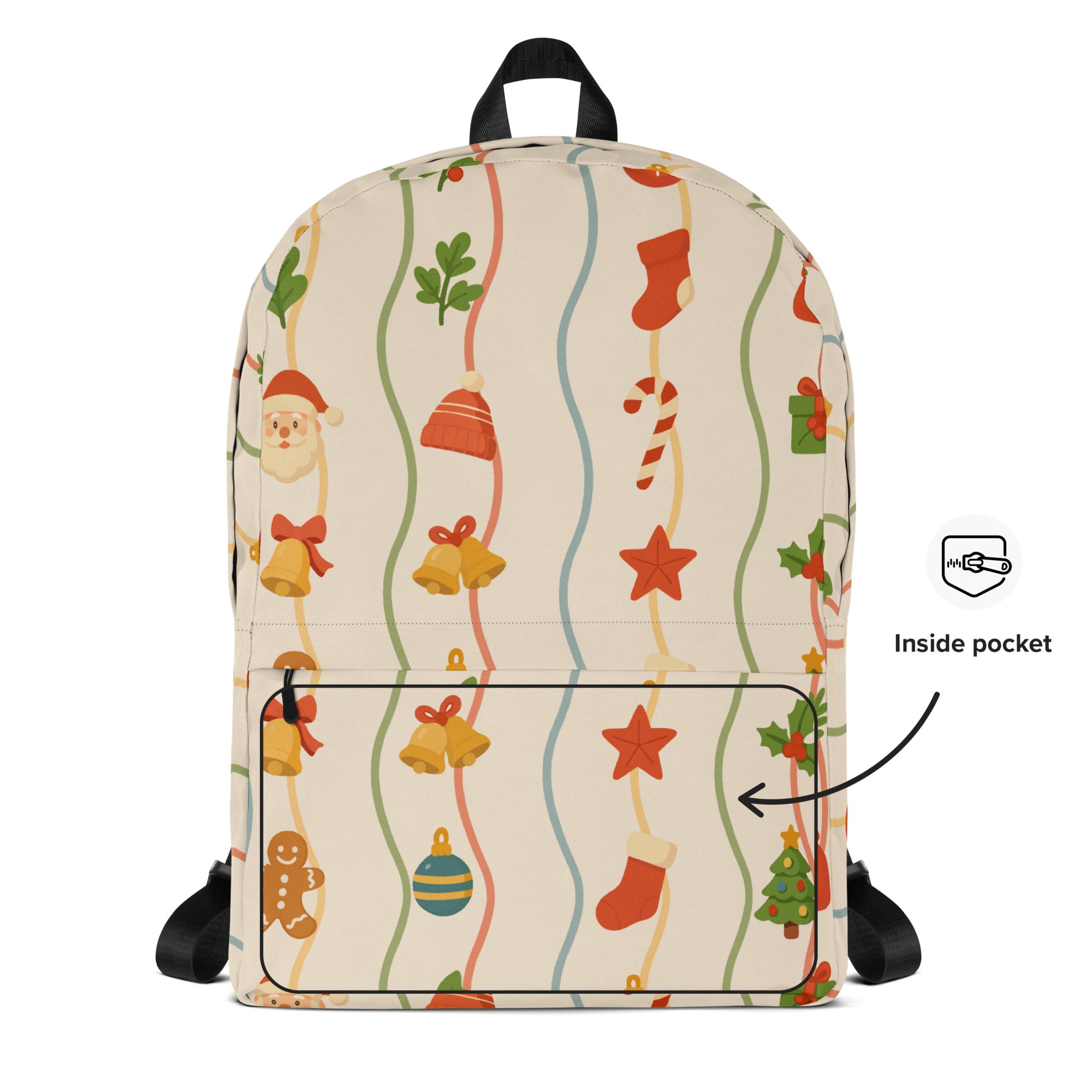Kids Christmas Ribbon Backpack - Water-Resistant School Bag With Adjustable Padded Straps & Breathable Mesh Back