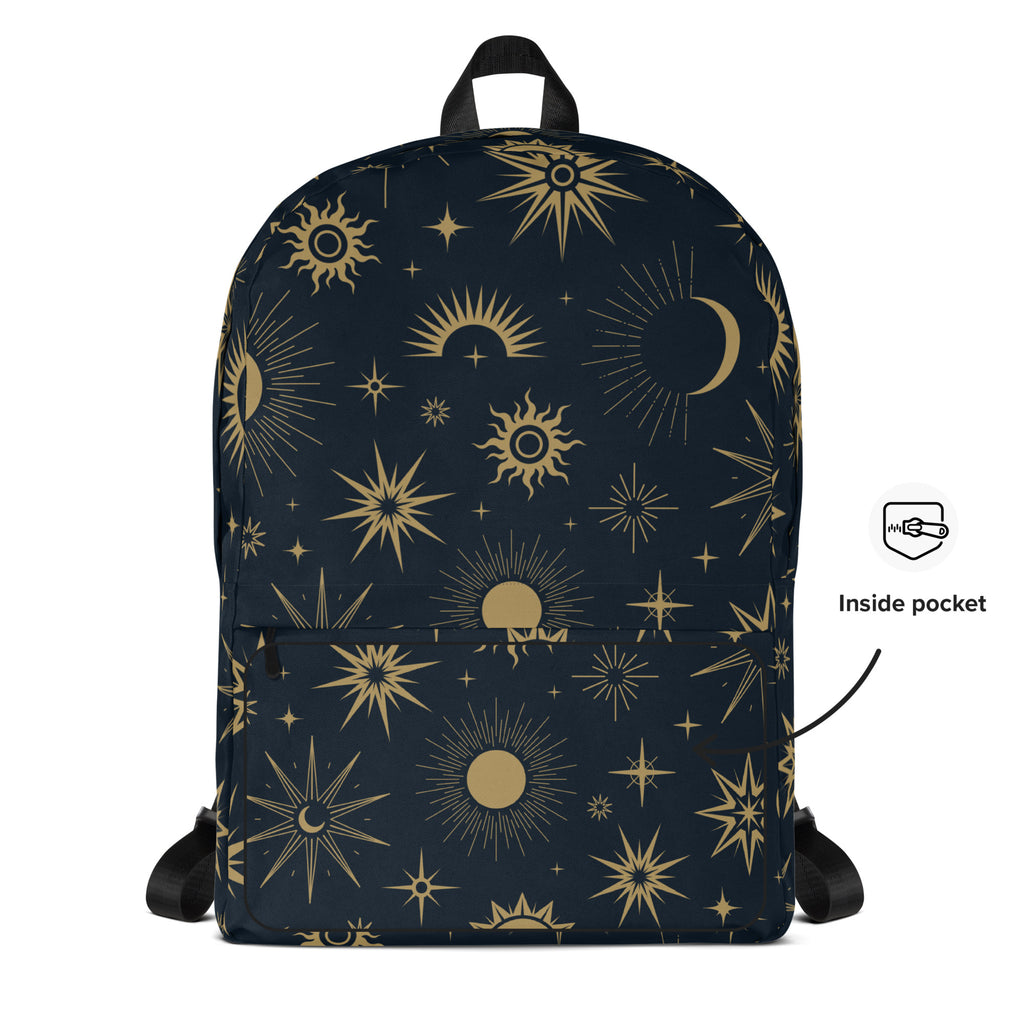 Kids Celestial Sun and Moon Backpack - Water-Resistant School Bag With Adjustable Padded Straps & Breathable Mesh Back