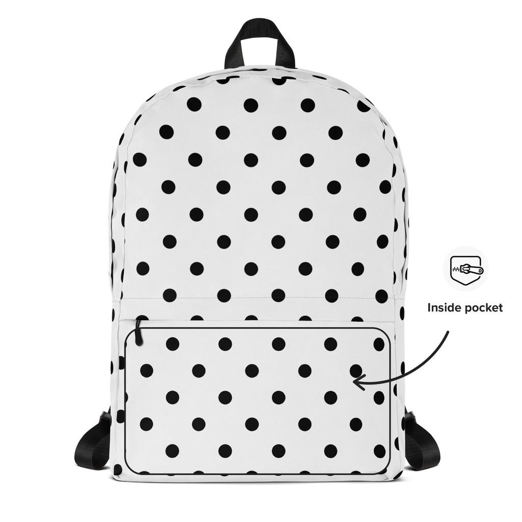 Kids White Polka Dot Backpack - Water-Resistant School Bag With Adjustable Padded Straps & Breathable Mesh Back
