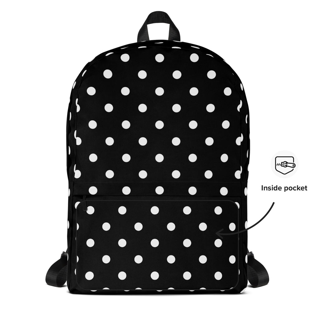 Kids Black Polka Dot Backpack - Water-Resistant School Bag With Adjustable Padded Straps & Breathable Mesh Back