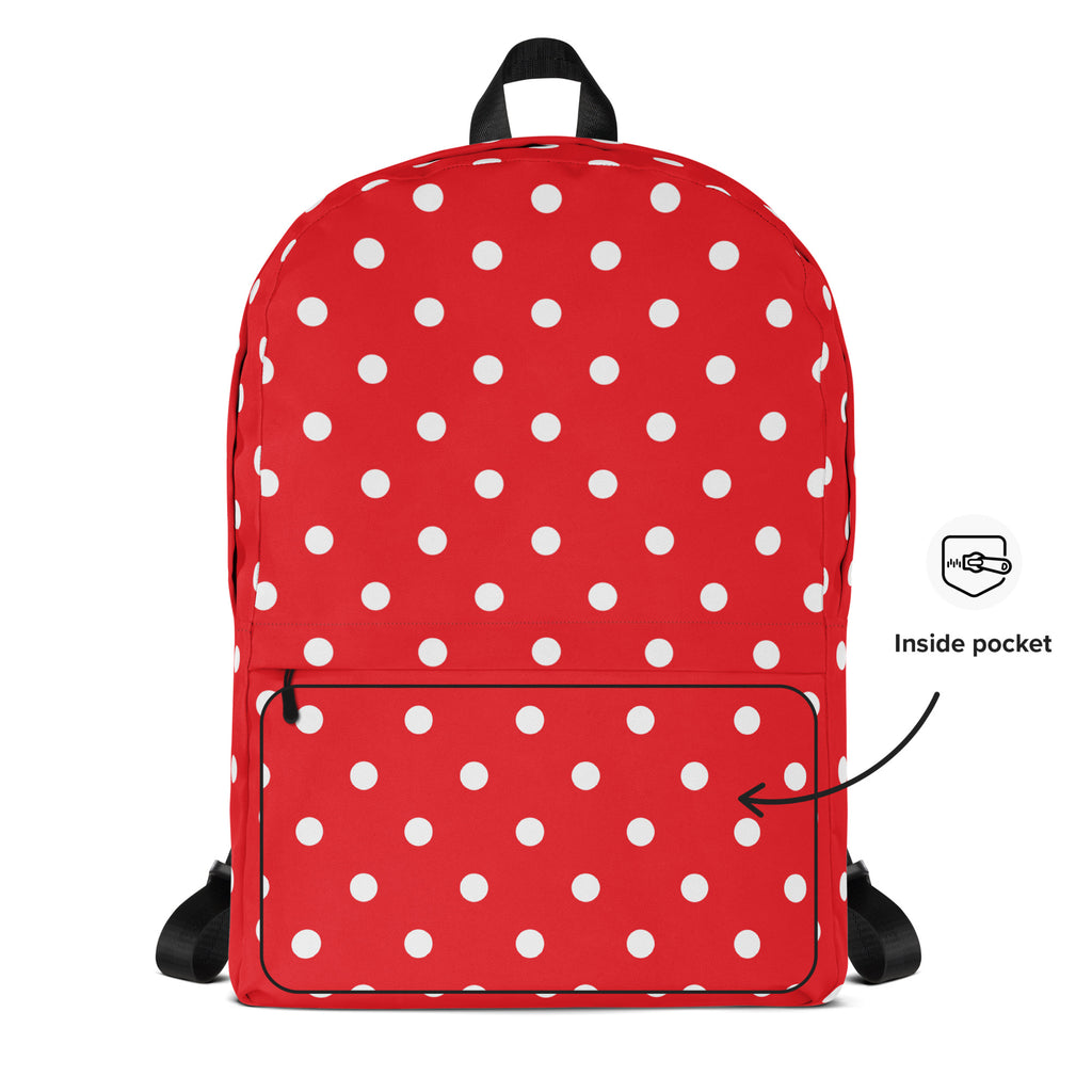 Kids Red Polka Dot Backpack - Water-Resistant School Bag With Adjustable Padded Straps & Breathable Mesh Back