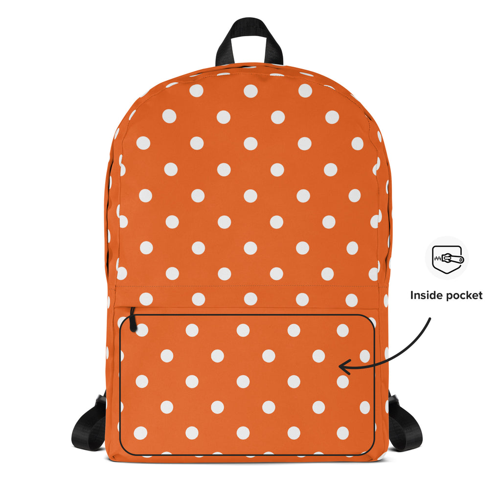 Kids Orange Polka Dot Backpack - Water-Resistant School Bag With Adjustable Padded Straps & Breathable Mesh Back