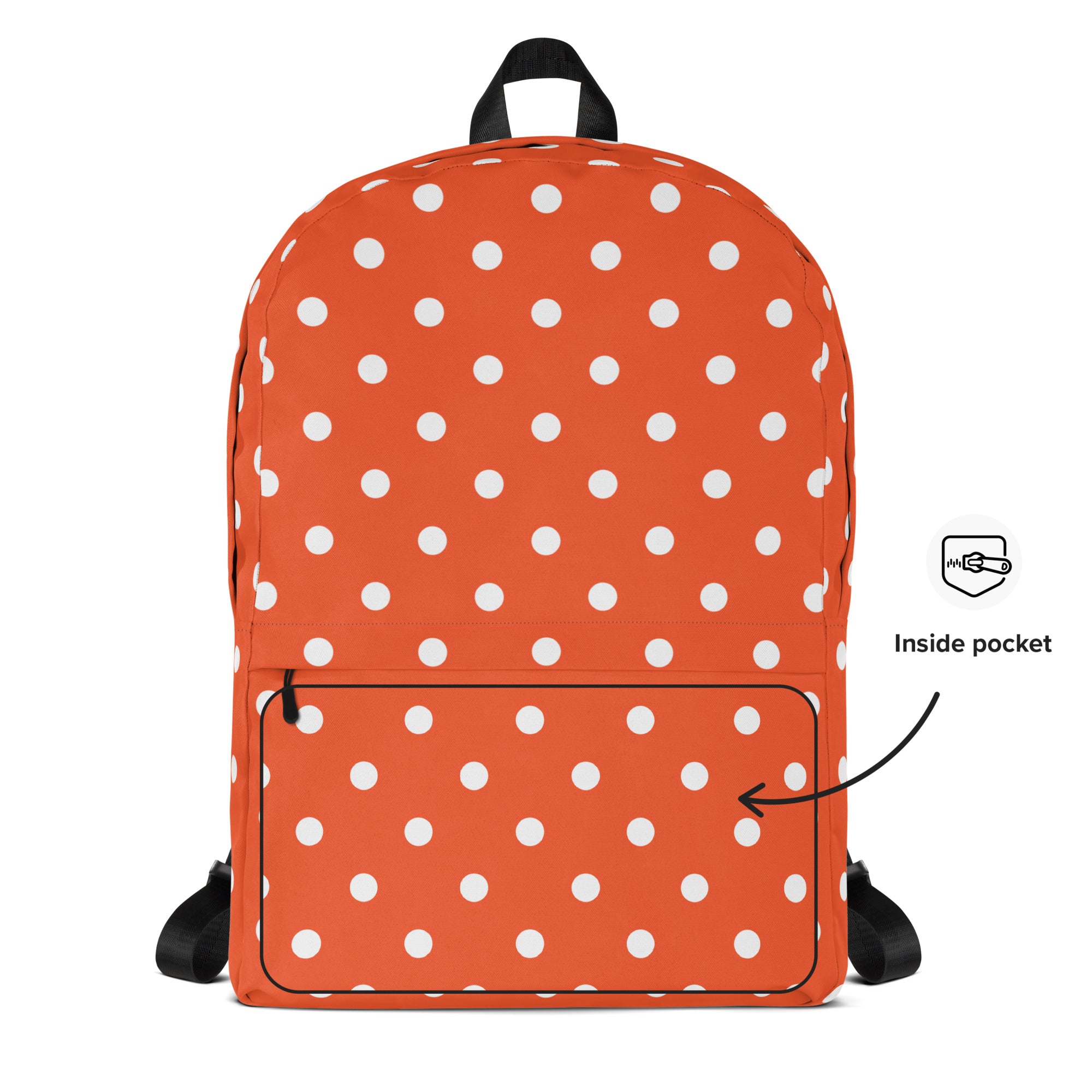 Kids Bright Orange Polka Dot Backpack - Water-Resistant School Bag With Adjustable Padded Straps & Breathable Mesh Back