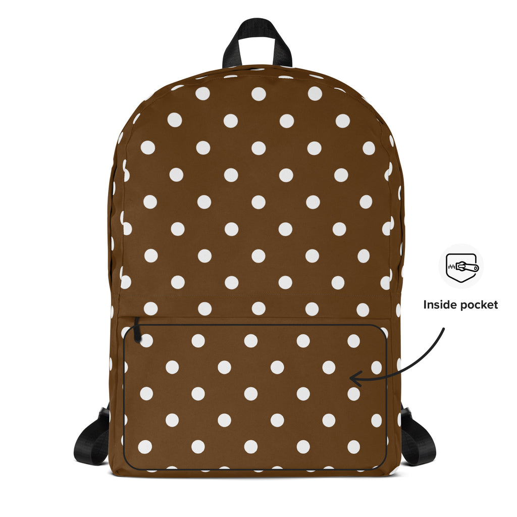 Kids Brown Polka Dot Backpack - Water-Resistant School Bag With Adjustable Padded Straps & Breathable Mesh Back