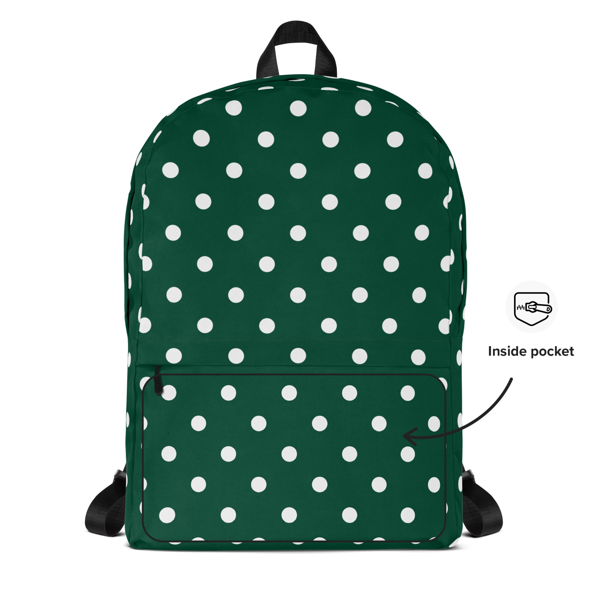Kids Forest Green Polka Dot Backpack - Water-Resistant School Bag With Adjustable Padded Straps & Breathable Mesh Back