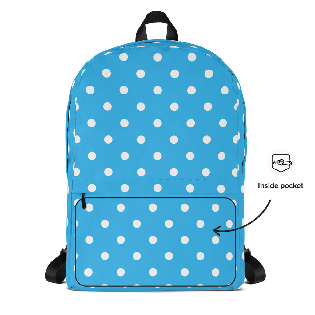 Kids Sky Blue Polka Dot Backpack - Water-Resistant School Bag With Adjustable Padded Straps & Breathable Mesh Back