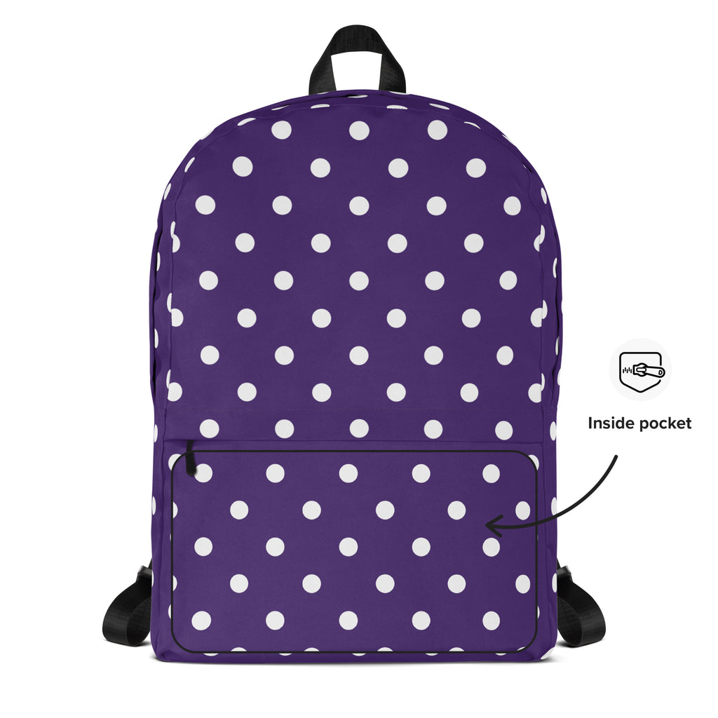 Girls Purple Polka Dot Backpack - Water-Resistant School Bag With Adjustable Padded Straps & Breathable Mesh Back