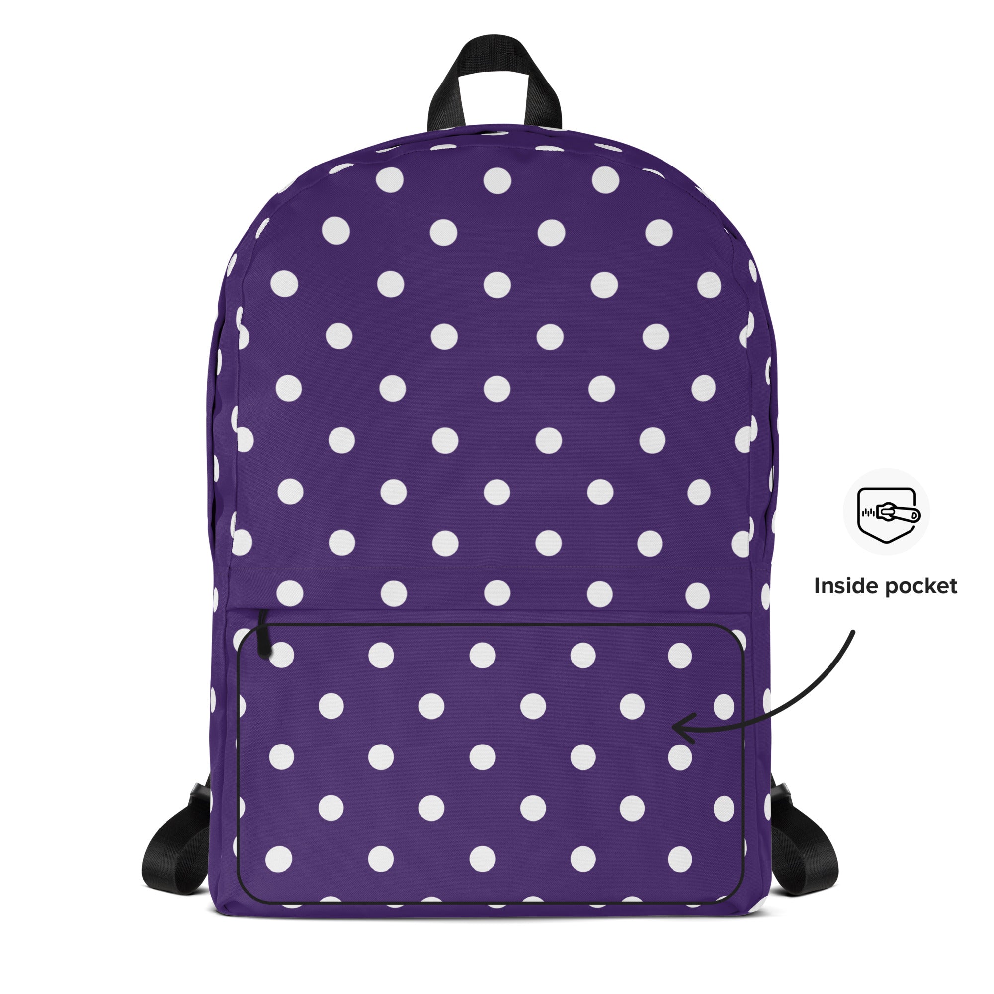 Girls Purple Polka Dot Backpack - Water-Resistant School Bag With Adjustable Padded Straps & Breathable Mesh Back