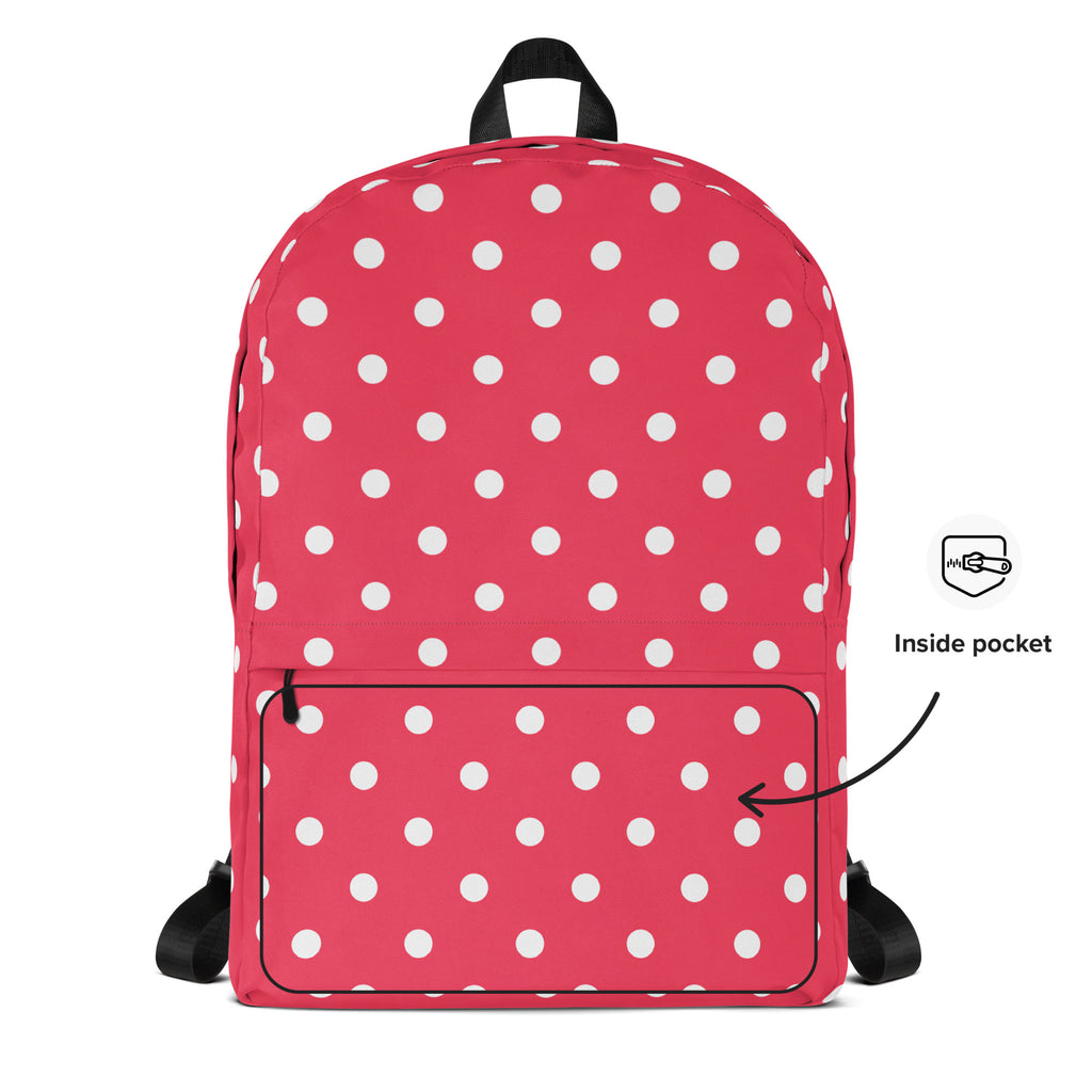 Girls Bright Pink Polka Dot Backpack - Water-Resistant School Bag With Adjustable Padded Straps & Breathable Mesh Back