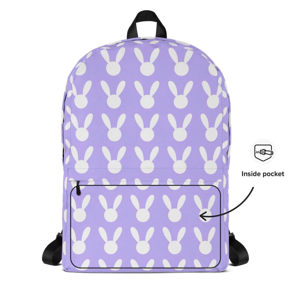 Girls Purple Bunny Backpack - Water-Resistant School Bag With Adjustable Padded Straps & Breathable Mesh Back