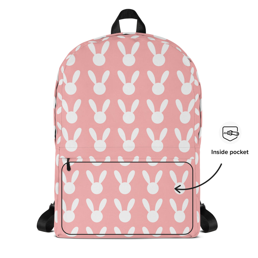 Girls Pink Bunny Backpack - Water-Resistant School Bag With Adjustable Padded Straps & Breathable Mesh Back