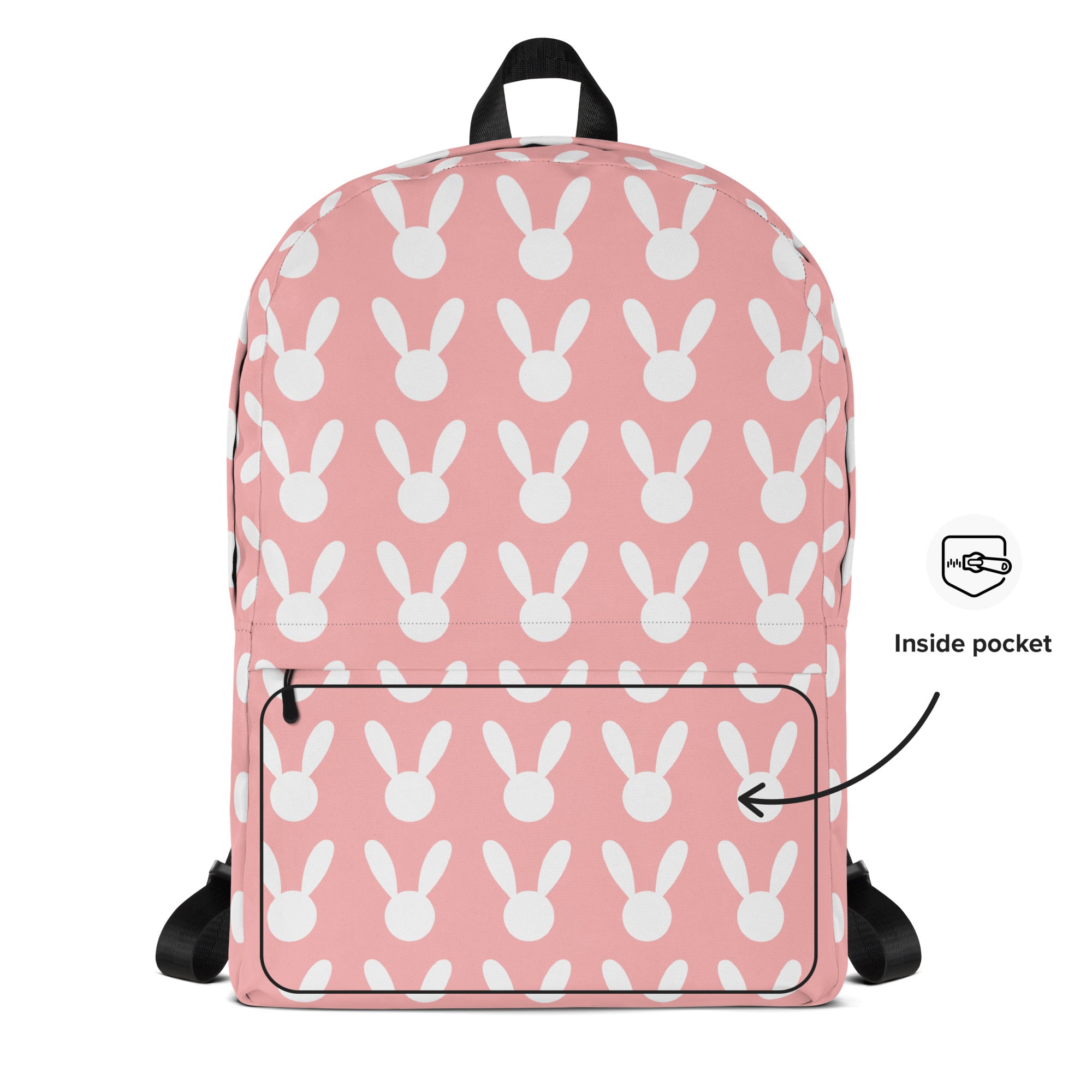 Girls Pink Bunny Backpack - Water-Resistant School Bag With Adjustable Padded Straps & Breathable Mesh Back