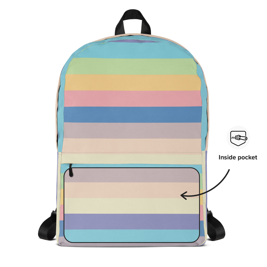 Girls Colorful Stripe Backpack - Water-Resistant School Bag With Adjustable Padded Straps & Breathable Mesh Back
