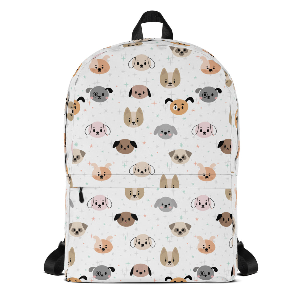 Backpack with dog pattern on a white background