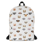 Backpack with dog pattern on a white background