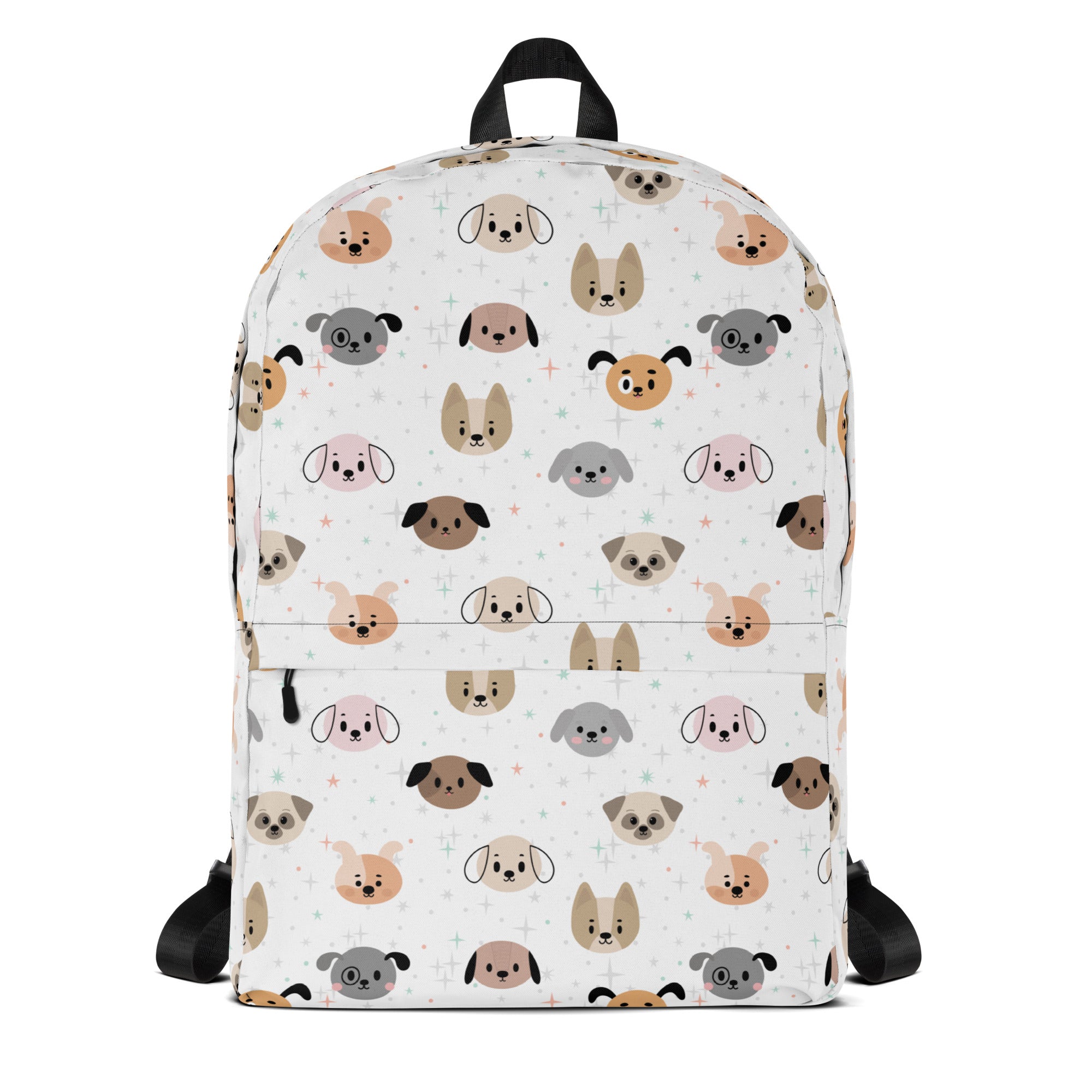 Backpack with dog pattern on a white background