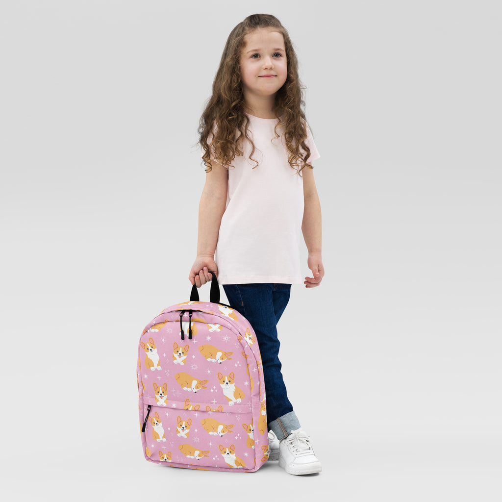 Girls Pink Corgi Dog Backpack