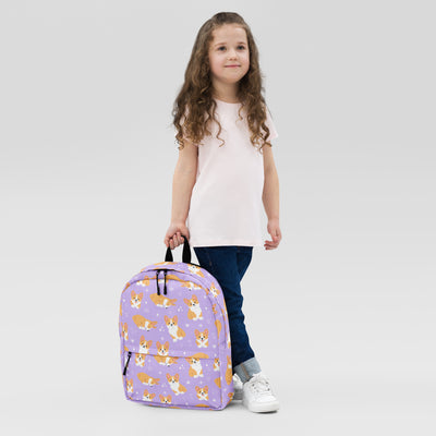 Girls Purple Corgi Dog Backpack