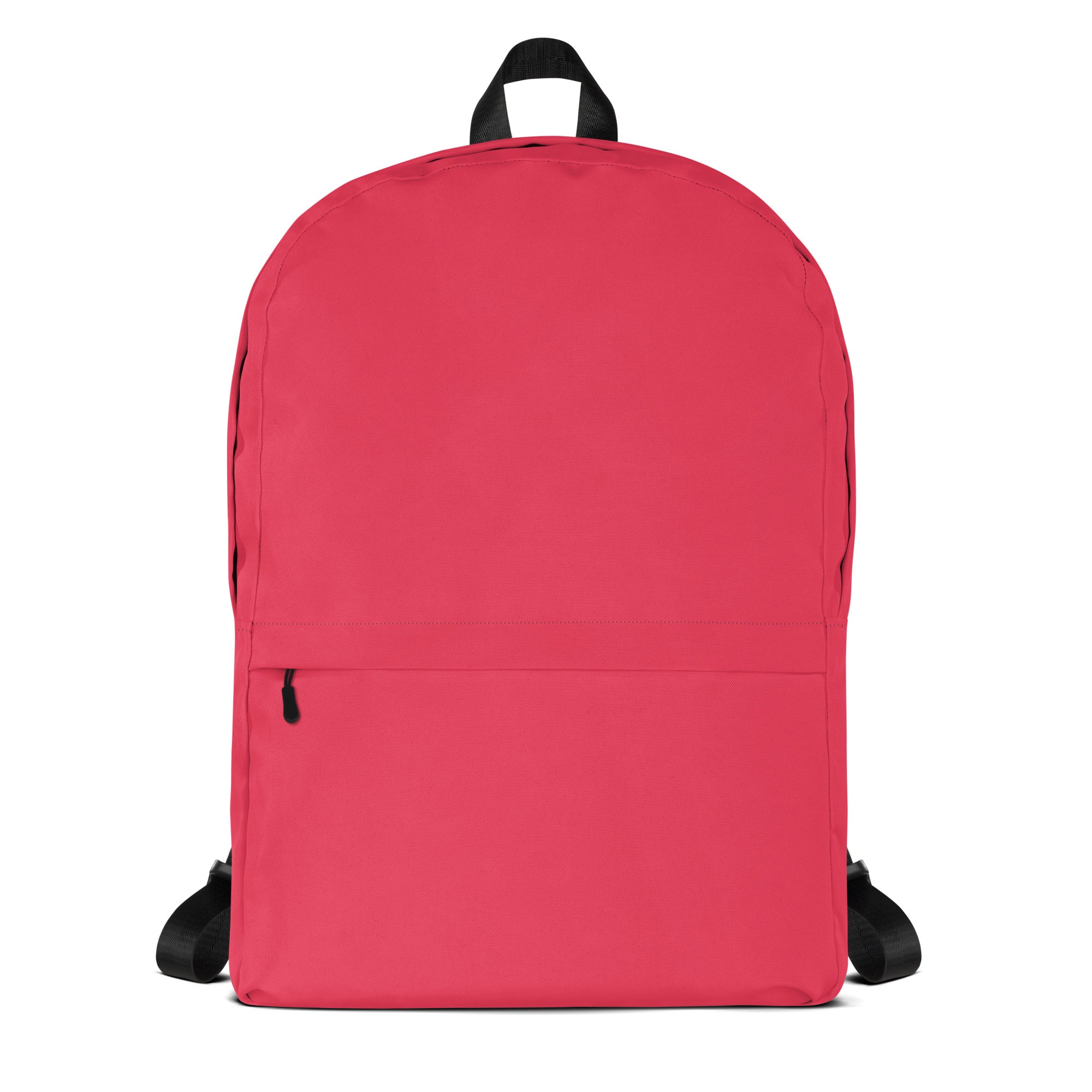 Girls pink backpack with vibrant red color black straps top handle and a simple design for everyday use