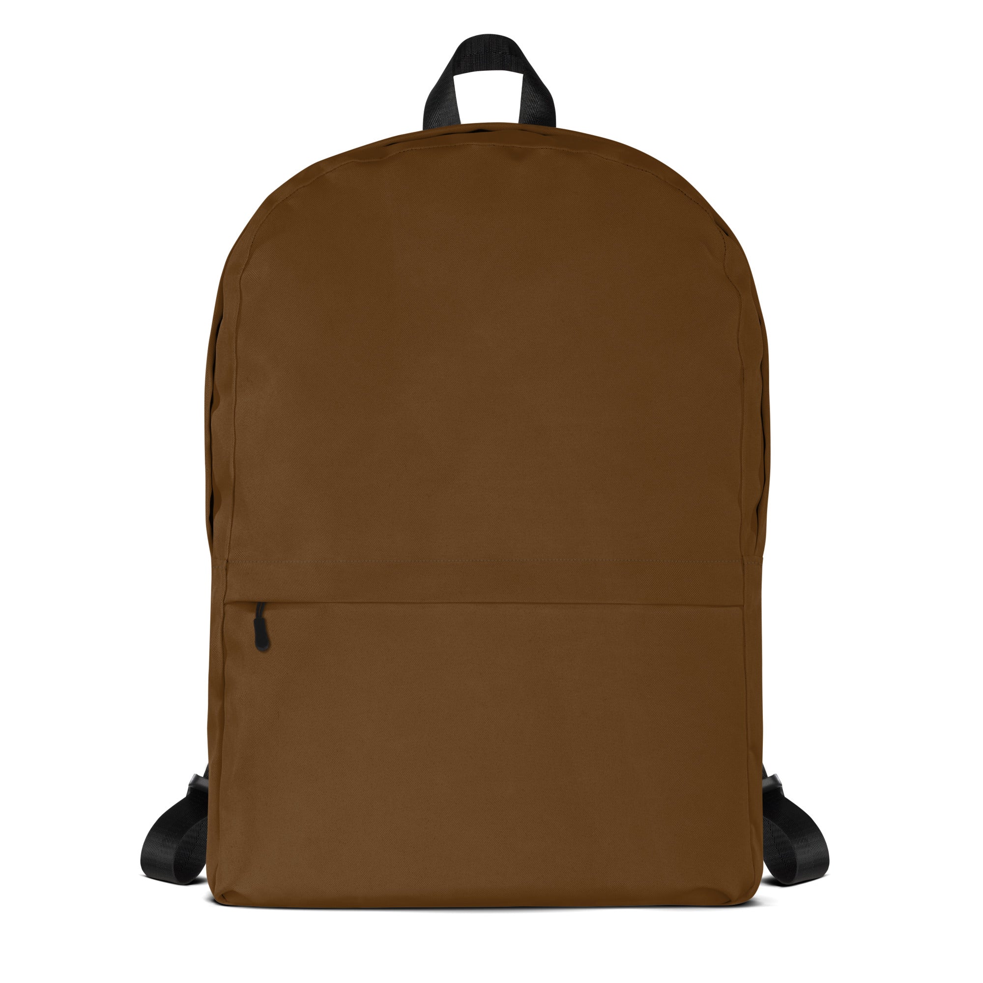 Kids brown backpack featuring a minimalist design with black straps and top handle for easy carrying