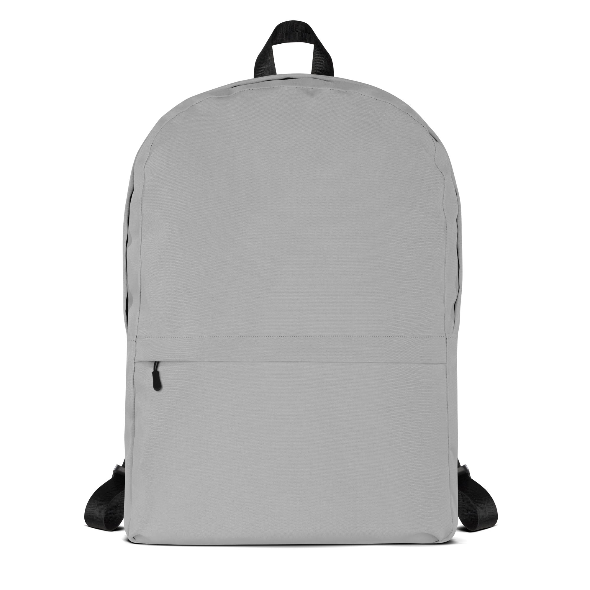 Kids gray backpack with minimalist design featuring black straps and top handle for easy carrying